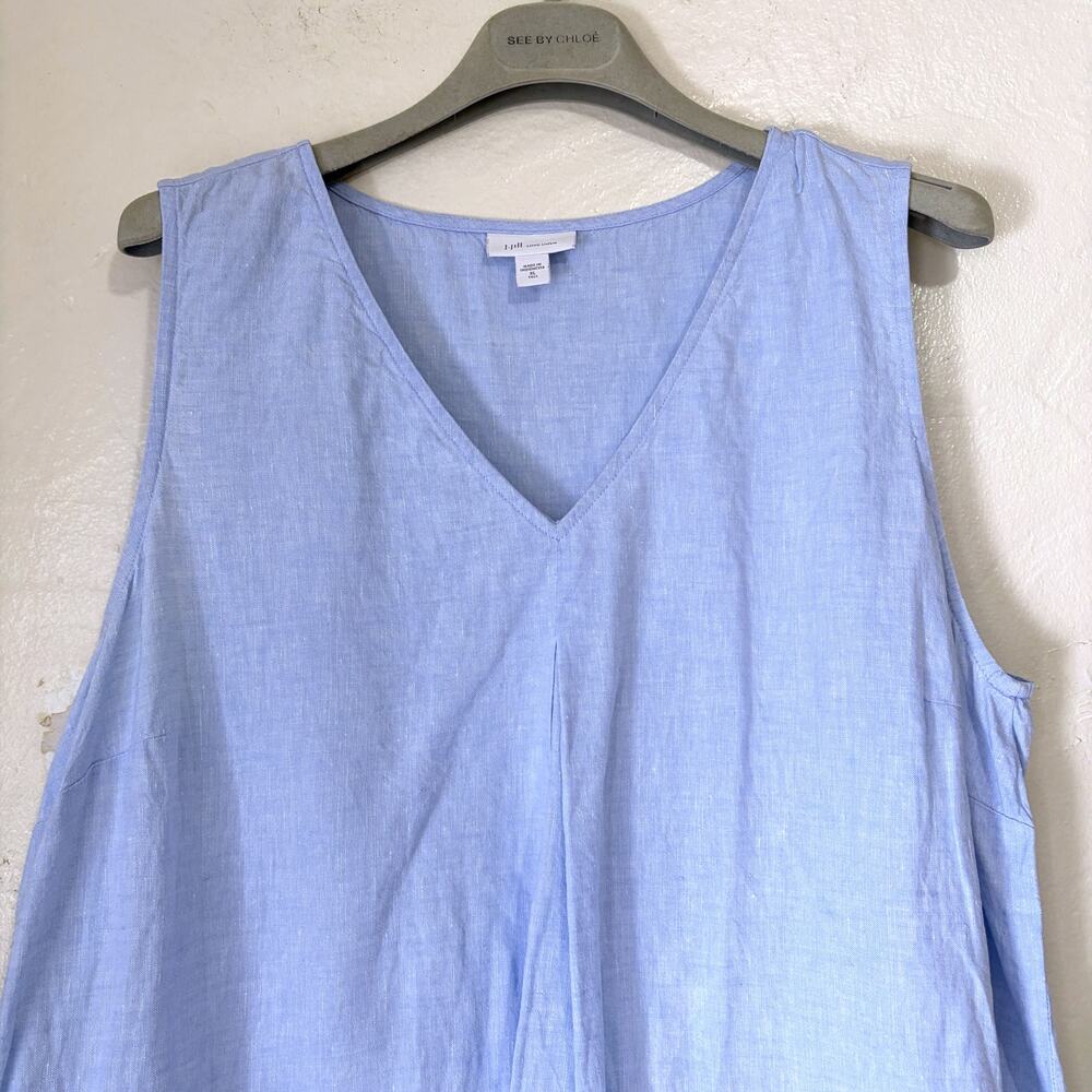 J.Jill 100% Linen A-Line Sleeveless Midi Dress Cornflower Multi Size XL - Picture 5 of 13